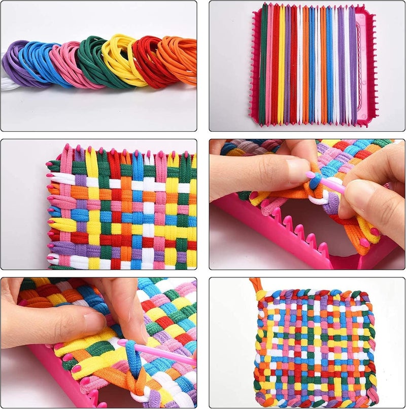 Allazone 394PCS Loom Potholder Loops Weaving Craft Loom Kit, 12 Colors Potholder Loops with Crochet Hook for DIY Crafts Supplies - Image 2
